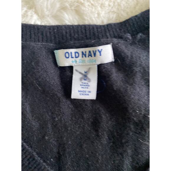 Old Navy Black Jack V-Neck Cotton Blend Knit Stretch Sweater Dress Sz M - Picture 6 of 8